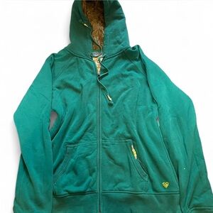 Roxy Green Kids Jacket with Fur Hood
